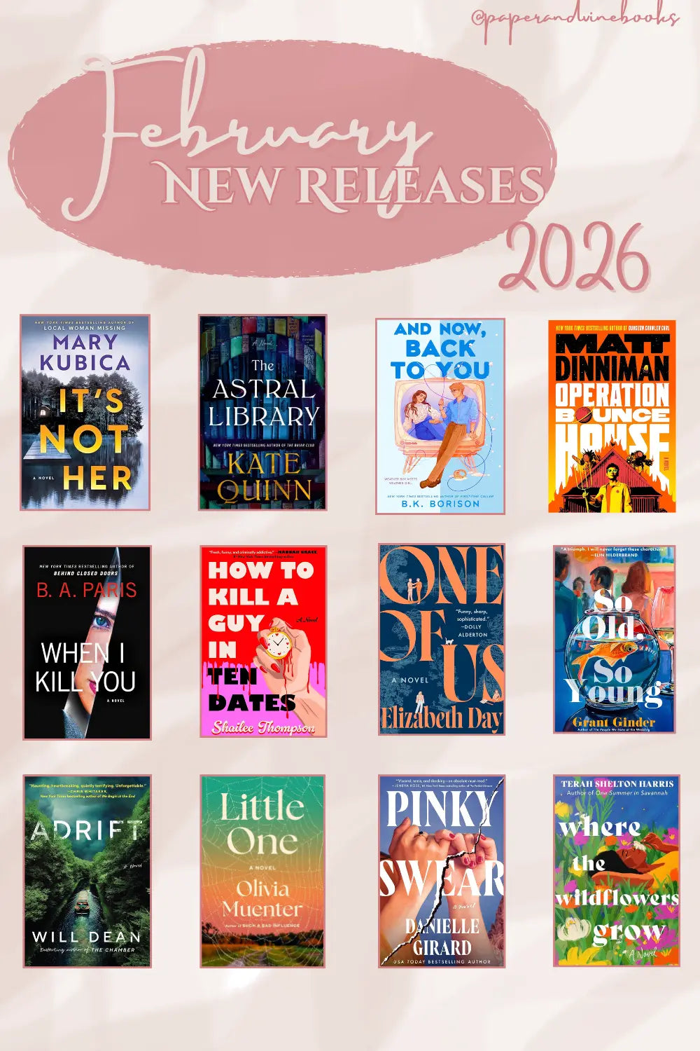 Pretty image of Feb 2026 new release titles (12 in total)