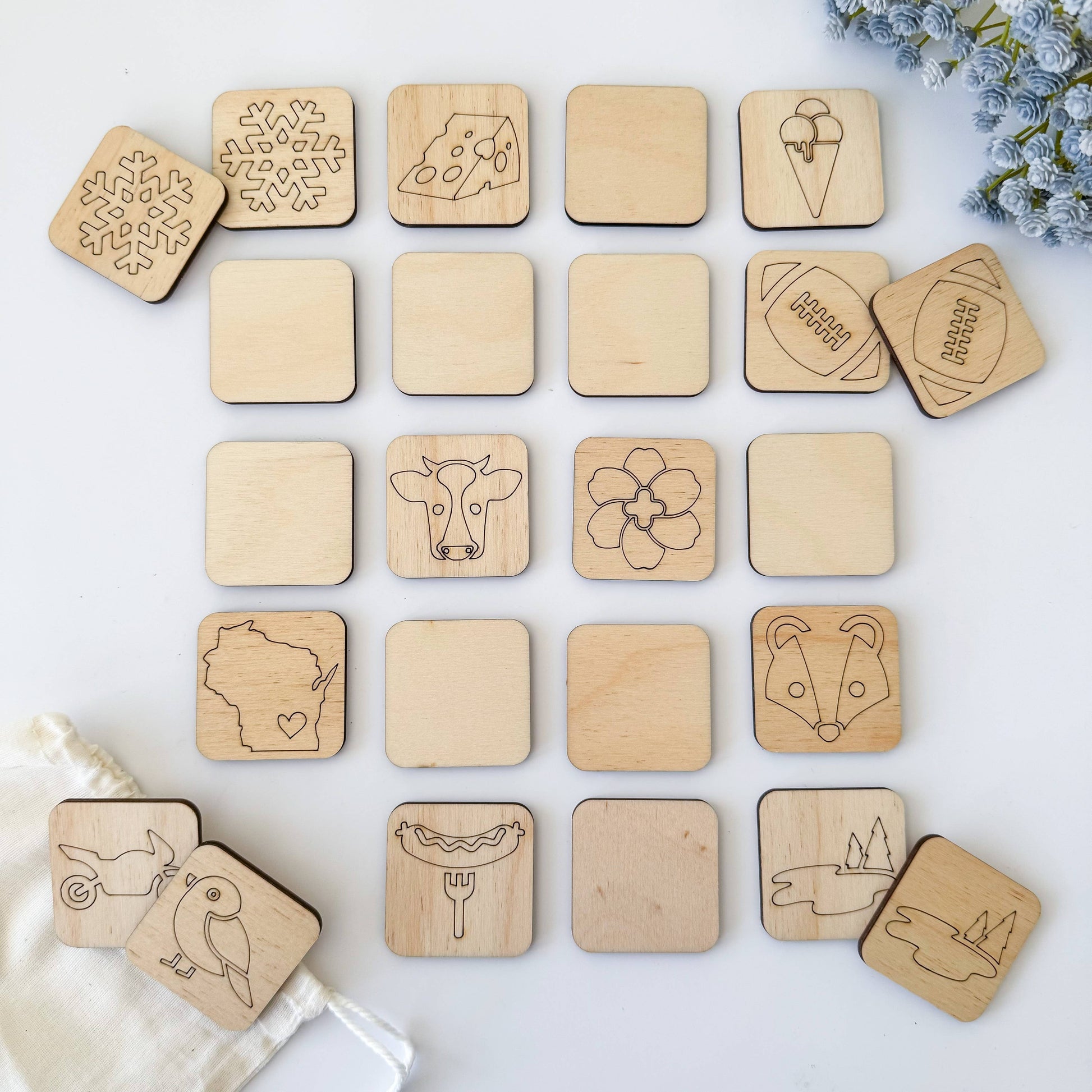 Wooden State Memory Matching Game - Brainteaser Texas edition with durable, eco-friendly material, perfect for family game...