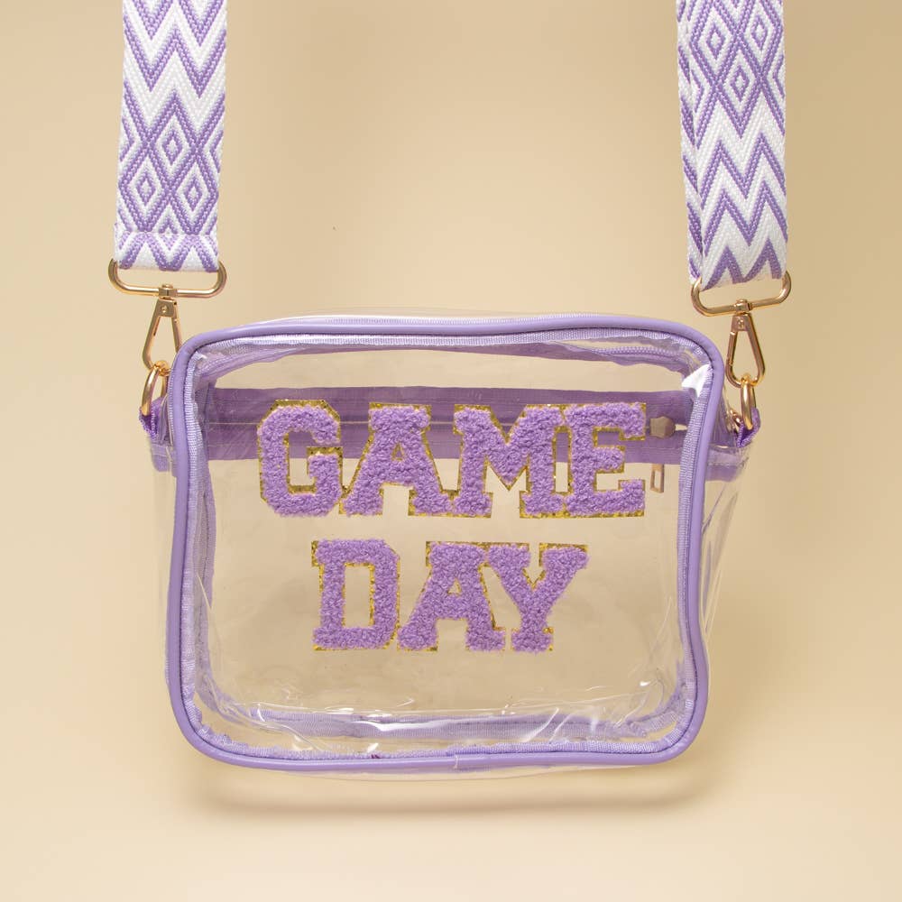 Purple Game Day Clear Crossbody Bag