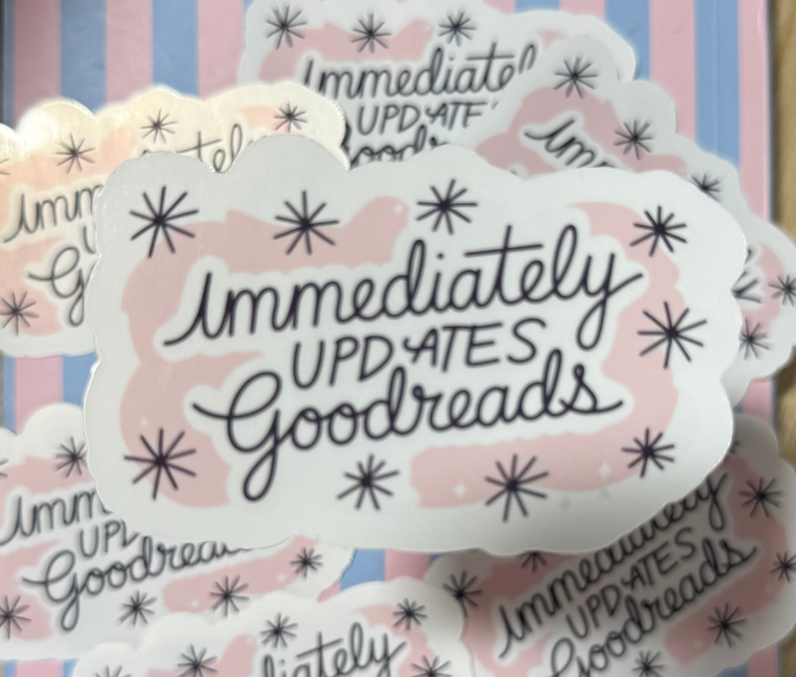 Buy Immediately Goodreads Sticker, waterproof vinyl for book lovers, vibrant colors, 3x3 inches, perfect for laptops and n...