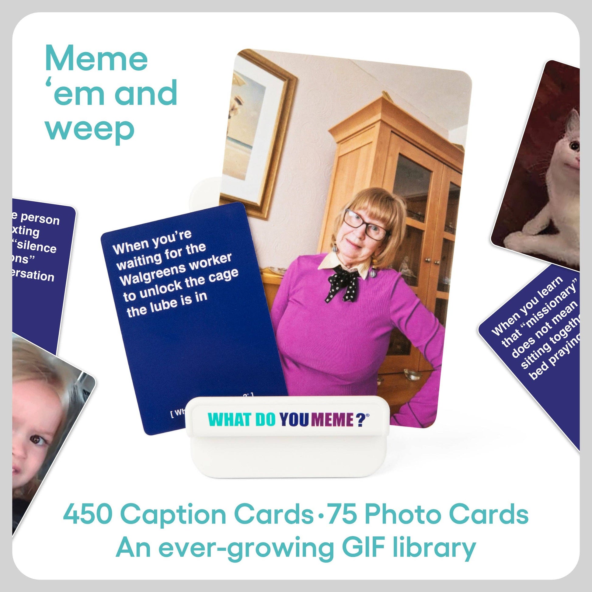 What Do You Meme? Gif Edition adult party game, refreshed content for meme lovers, fun group play