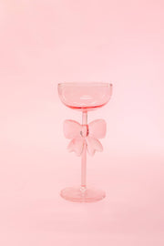 Bow & Bubbly Pink Coupe Wine Glass