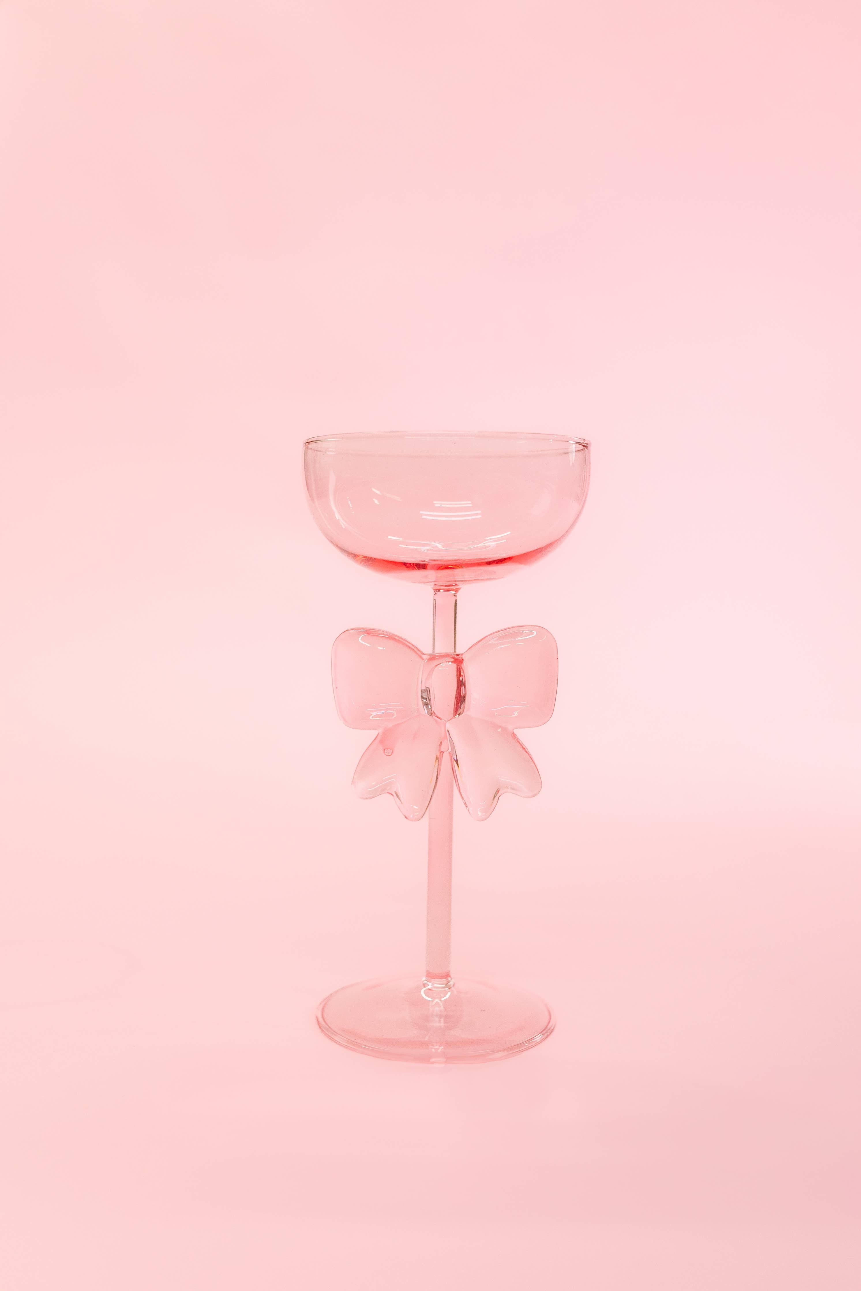 Bow & Bubbly Pink Coupe Wine Glass