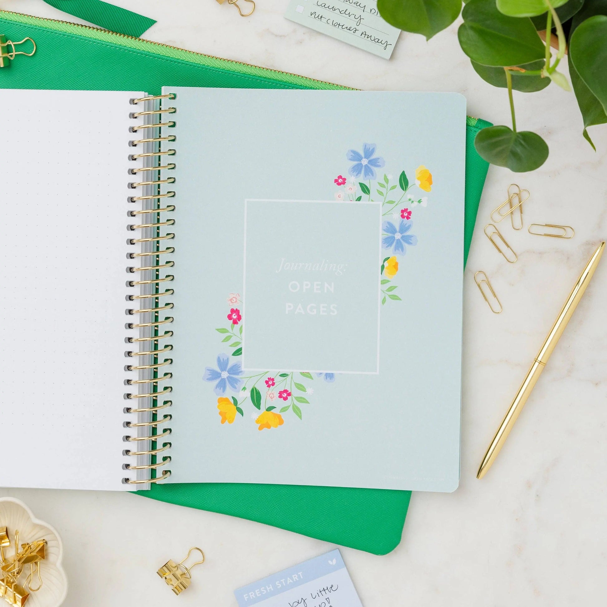 Brain Dump Journal with Gold Stripes by Refresh, A5 size, hardcover, lined pages for productivity and organization