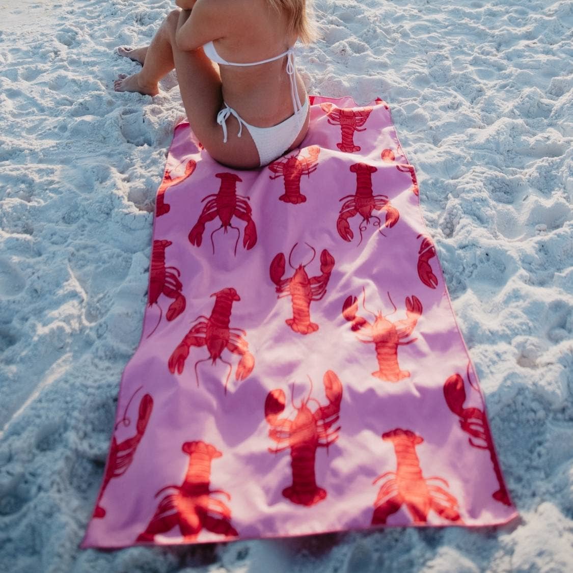 Lobster Wholesale Quick Dry Reversible Pool Towel: Pink - Paper & Vine Book Bar