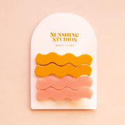 Pink and Mango Wavy Hair Clips
