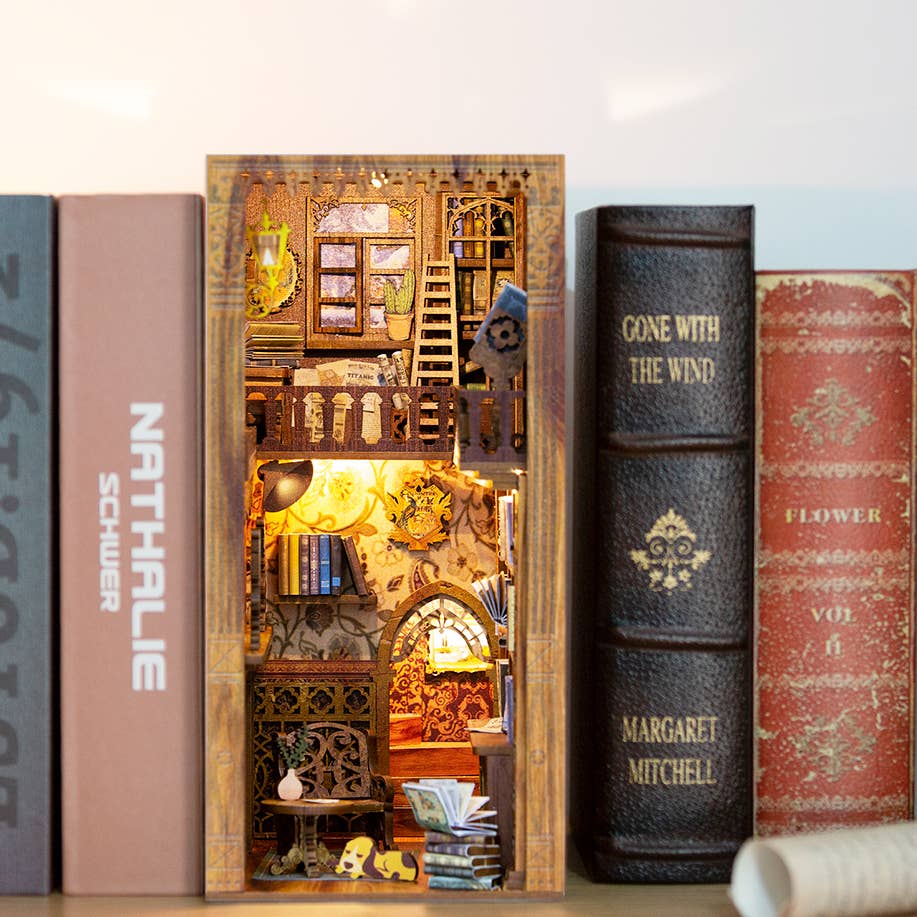 DIY Book Nook Kit: Eternal Bookstore with Dust Cover, miniature wooden craft, detailed design, perfect gift for readers an...