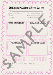 Book Club: Screen v Book Edition (Printable) - Paper & Vine Book Bar