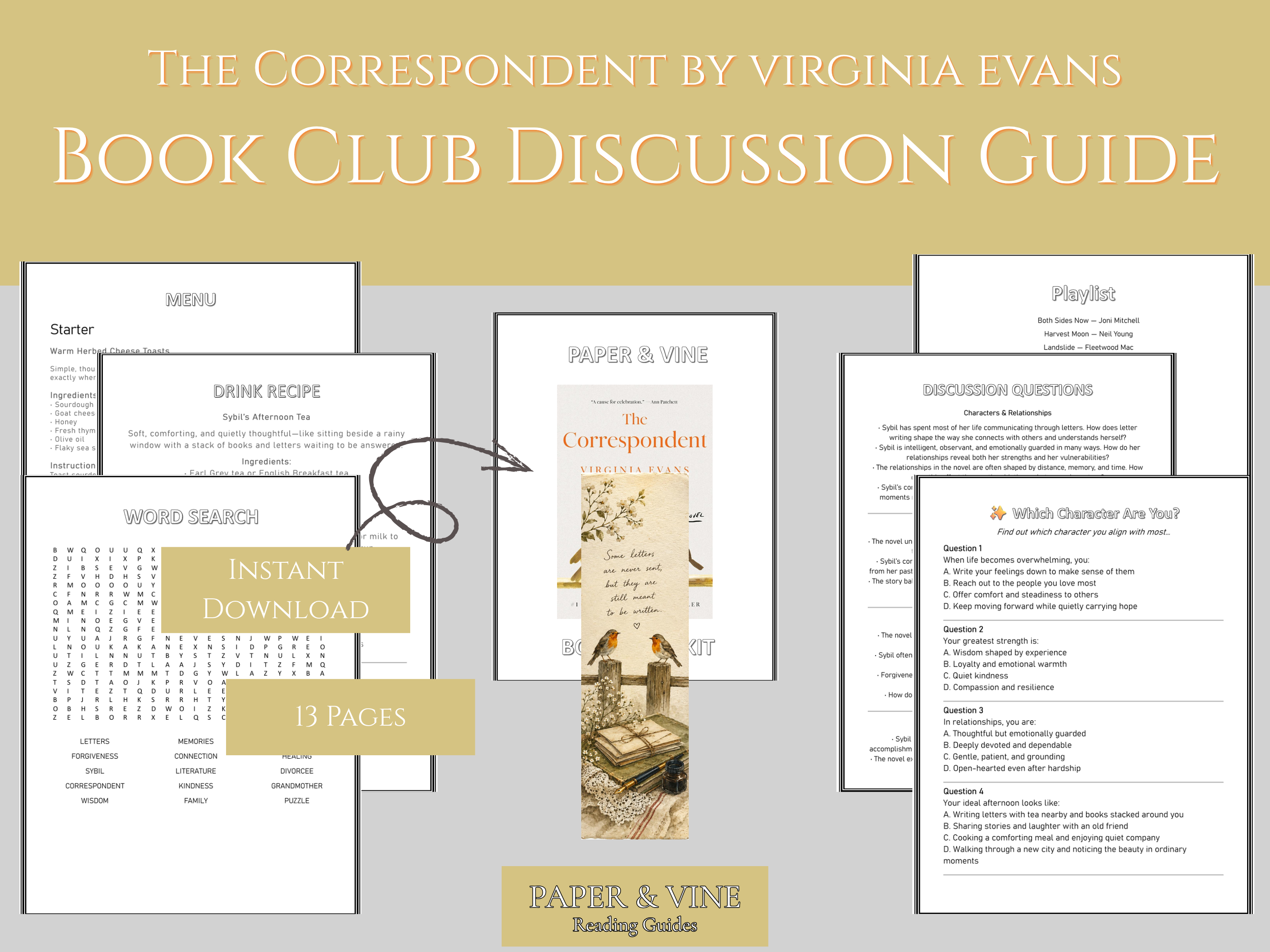 The Correspondent: Book Club Guide Printable - Virginia Evans