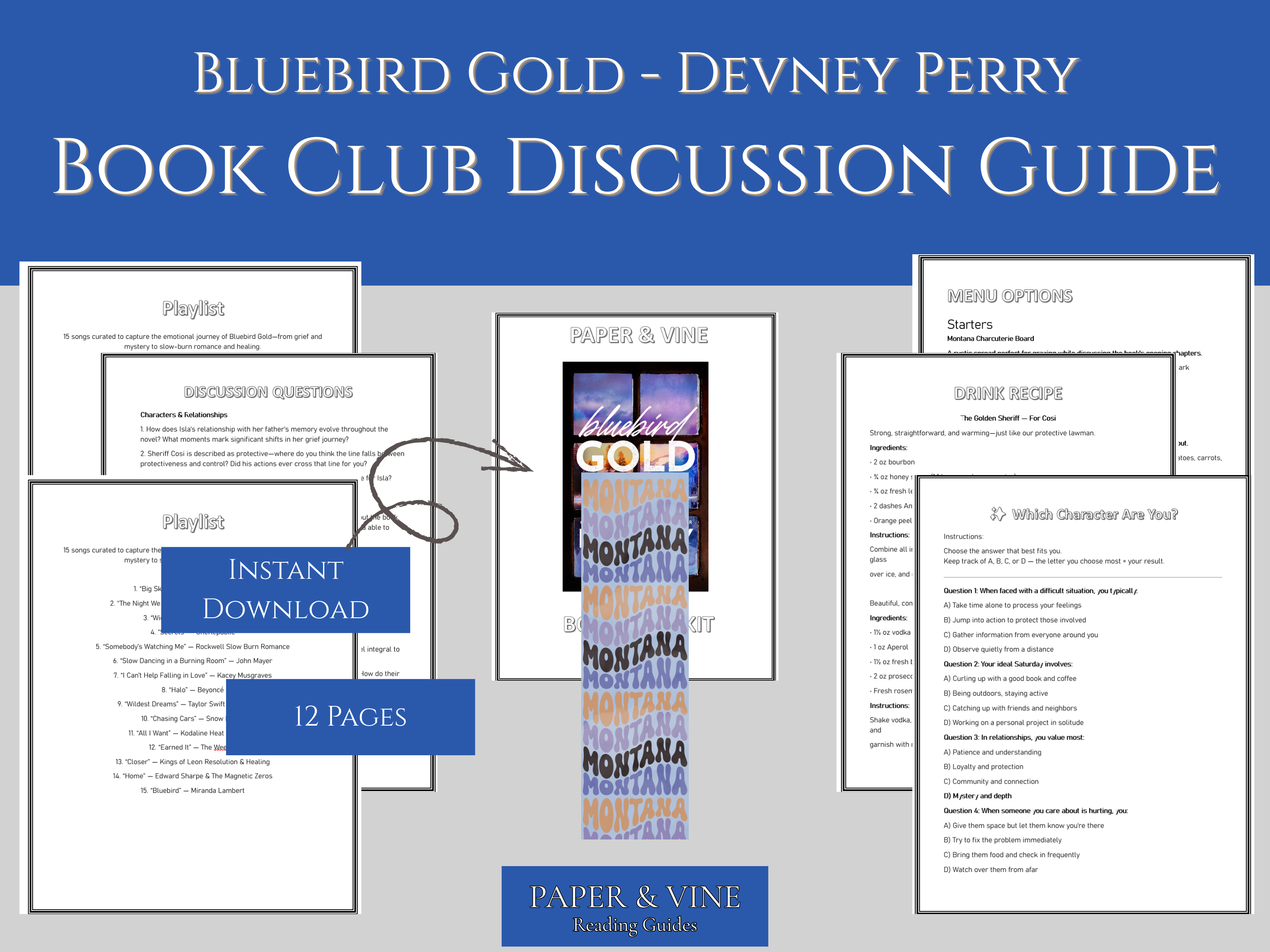 Bluebird Gold - Book Club Guide Printables: printable discussion guides, activities, and templates for book clubs