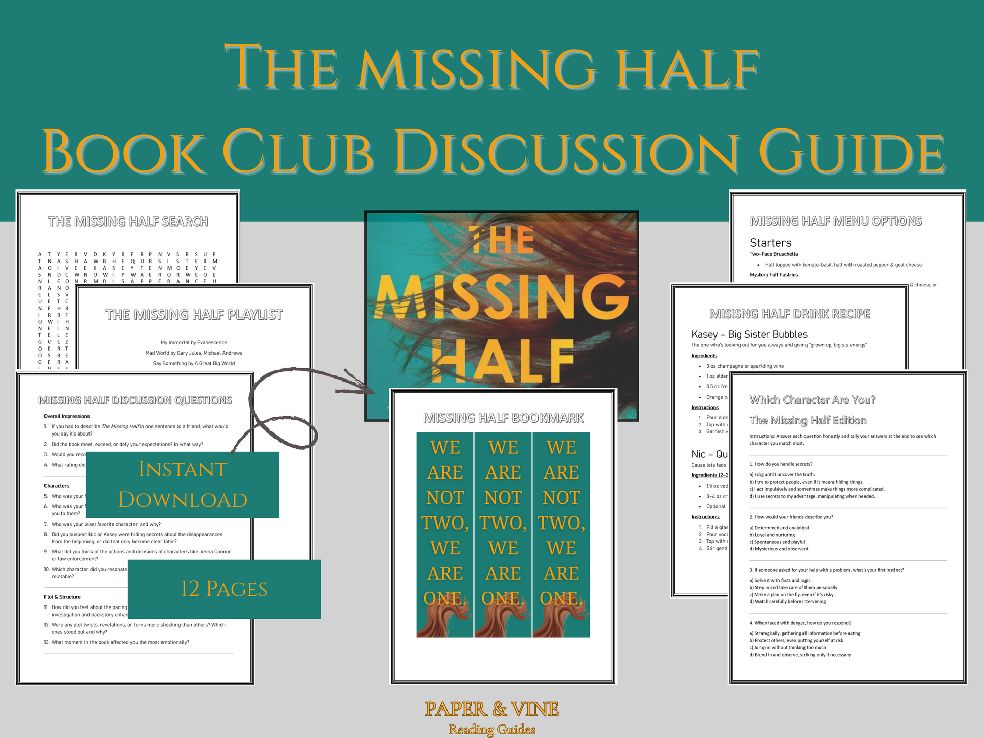 The Missing Half Book Club Guide Printables, engaging discussion prompts & activities PDF