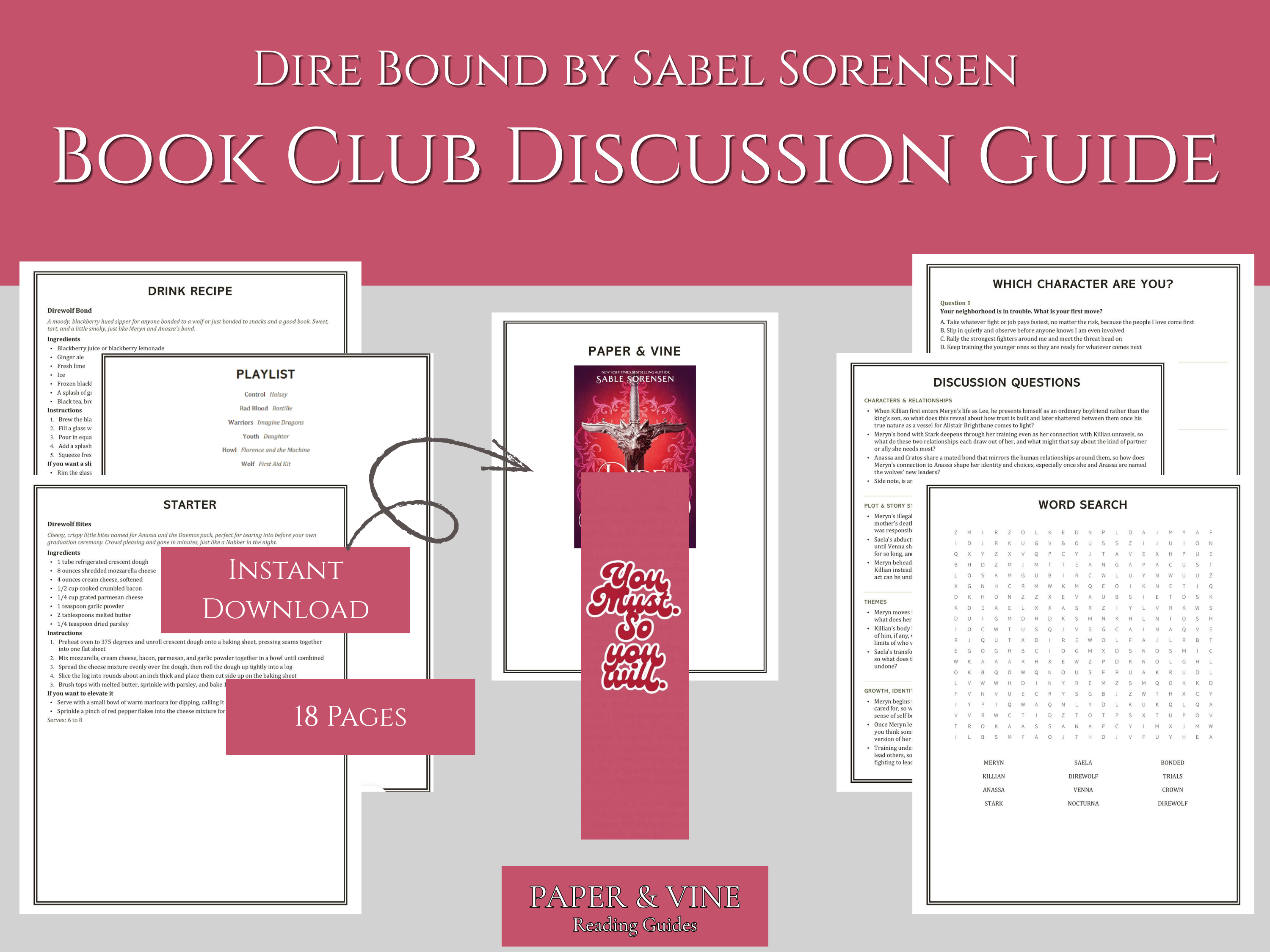 Dire Bound: Book Club Guide Printables-Sable Sorensen