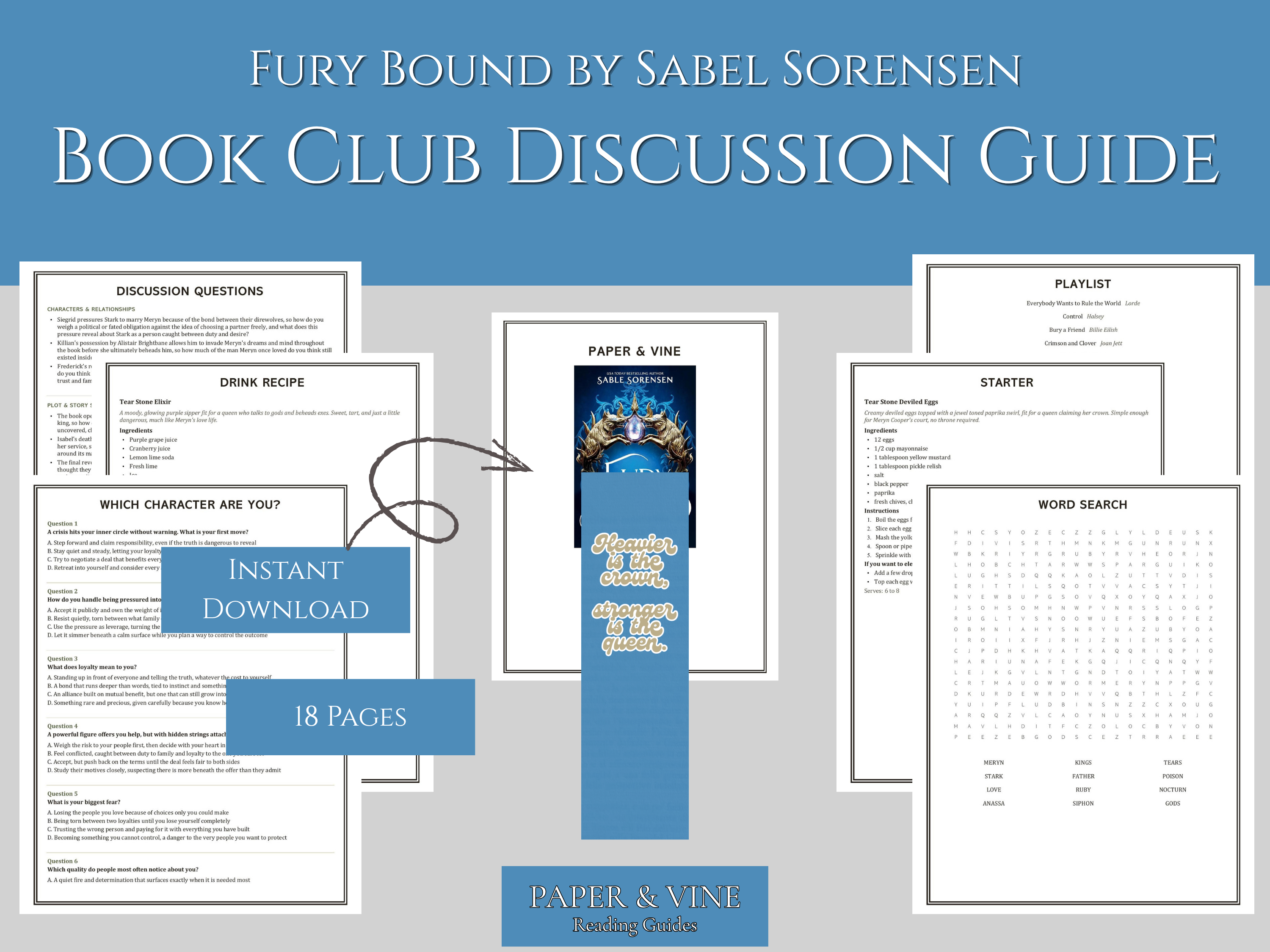 Fury Bound: Book Club Guide Printables-Sable Sorensen