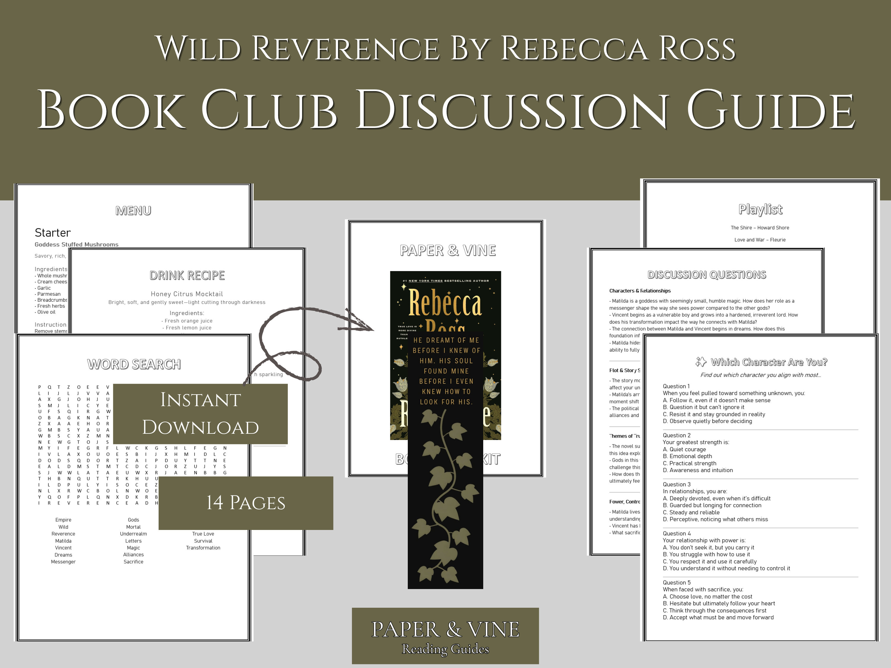 Wild Reverence : Book Club Guide Printable - Rebecca Ross