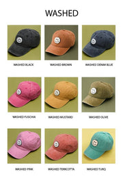 WASHED SHERPA HAPPY FACE BASEBALL CAP 40HW703: WASHED TURQ