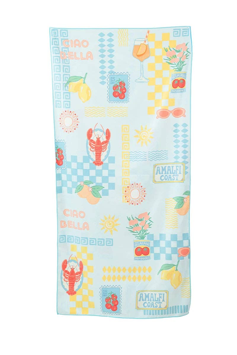 Italian Summer Wholesale Reversible Microfiber Towel: Light Blue - Paper & Vine Book Bar
