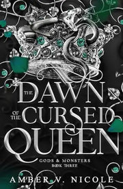The Dawn of the Cursed Queen — epic fantasy novel cover with a crowned queen amid dawn light, dark magic and prophecy.