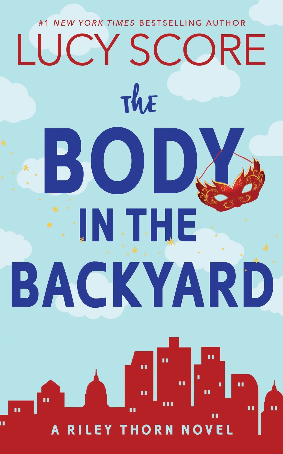 The Body in the Backyard book cover: mystery thriller in a suburban yard, paperback edition.