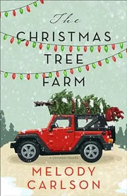 Christmas Tree Farm: rows of lush evergreens for sale, snow-covered lot, festive holiday trees and wreaths.