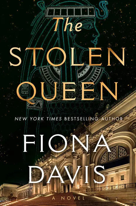 The Stolen Queen fantasy novel cover featuring a regal queen silhouette, crown, and moody throne room backdrop.