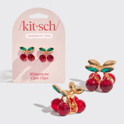 Mini Rhinestone Claw Clips 2pc Set - Cherry - Paper & Vine Book Bar