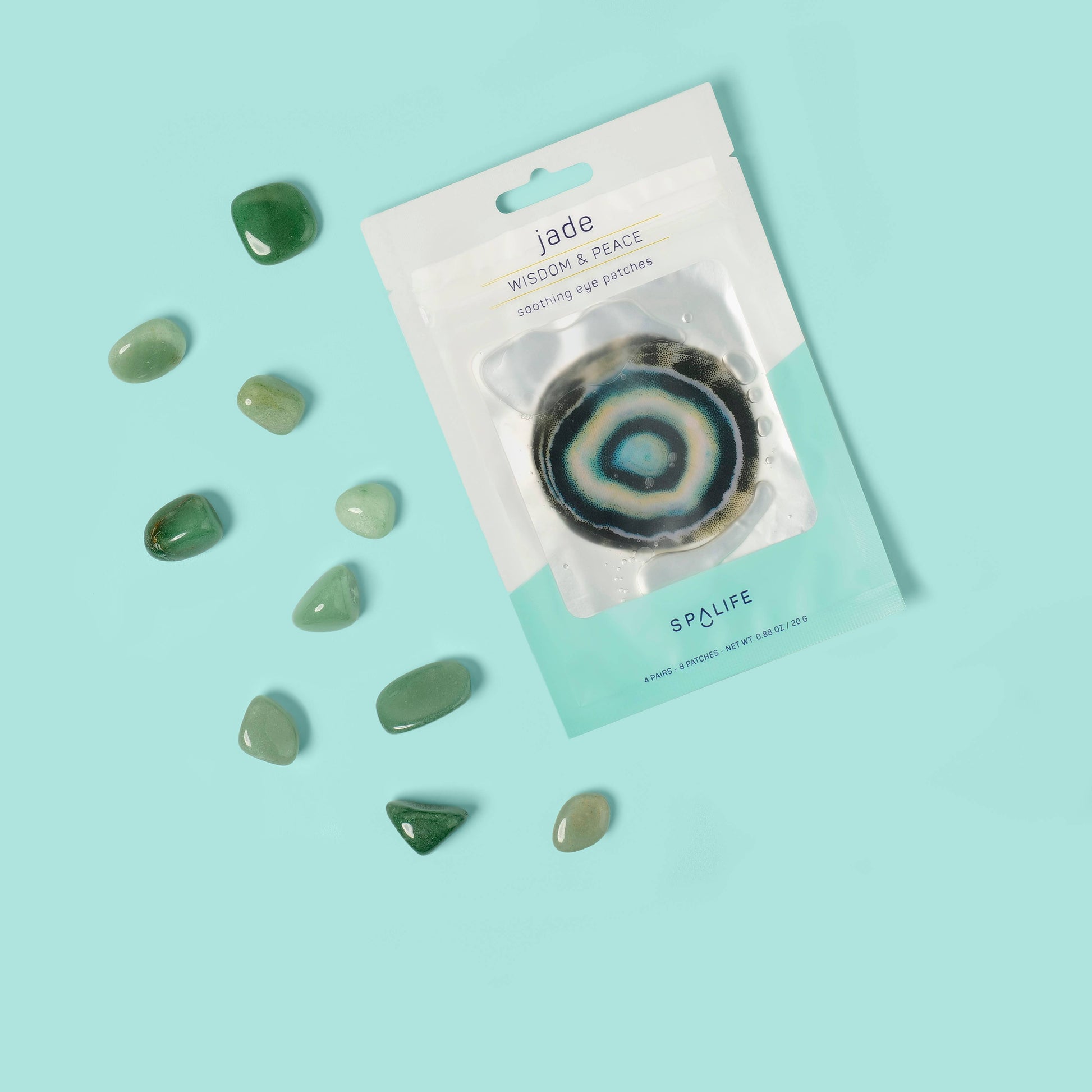 Jade Inspired Soothing Eye Patches - 4 Pairs for Dark Circles, Hydrating Gel Material, Green Skincare Accessory