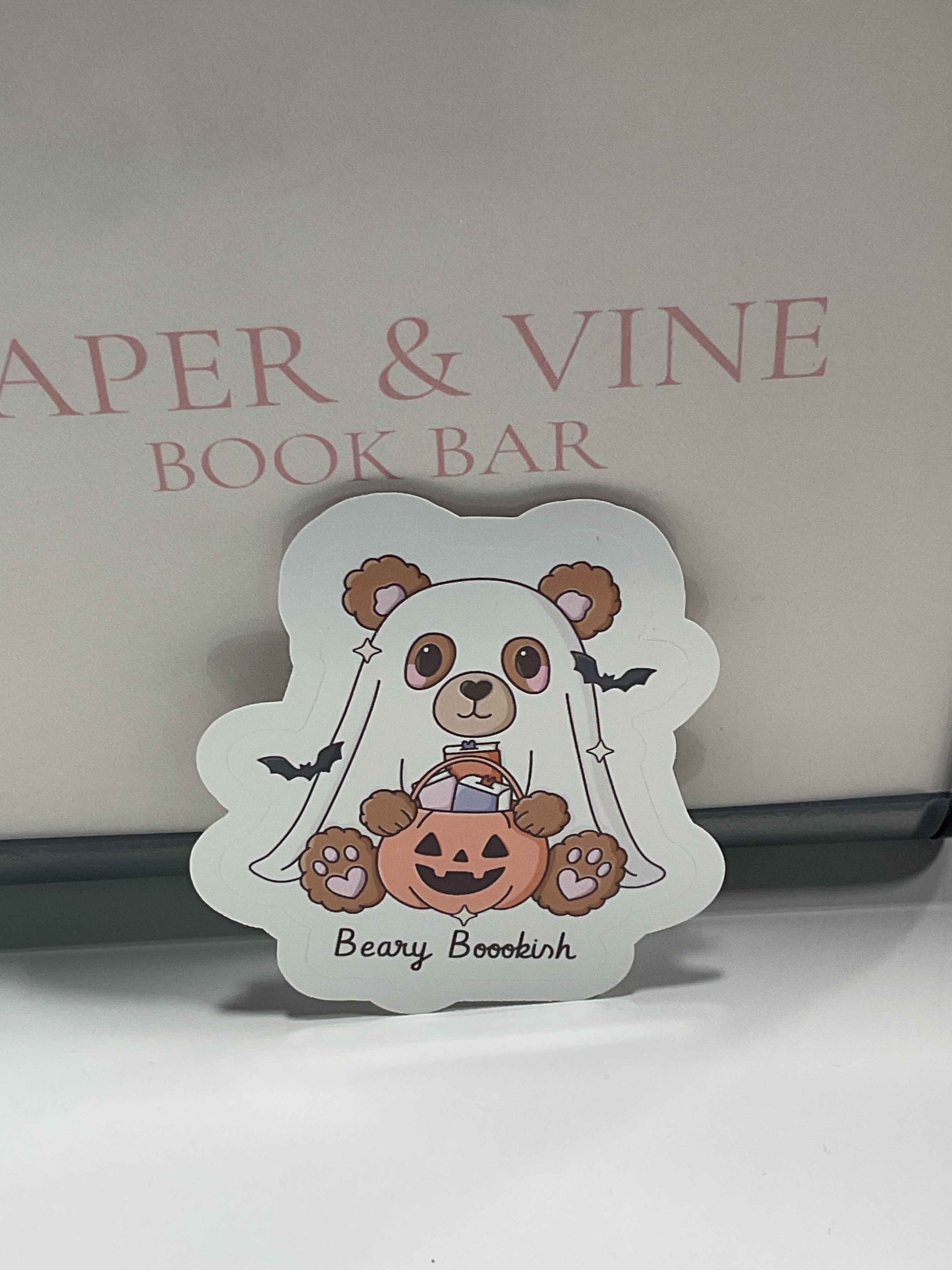 Beary Bookish Ghost Sticker