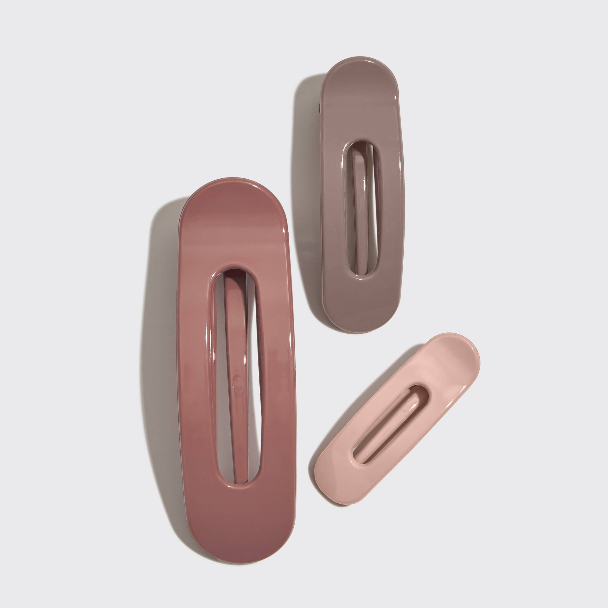 Claw hair clips set, Flat Lay Claw Clip 3pc Flat in Ultra Glossy Terracotta, durable acrylic, fashion accessory