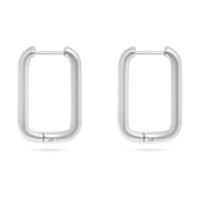18K Gold PVD Rounded Rectangle Everyday Huggie Earrings: Stainless