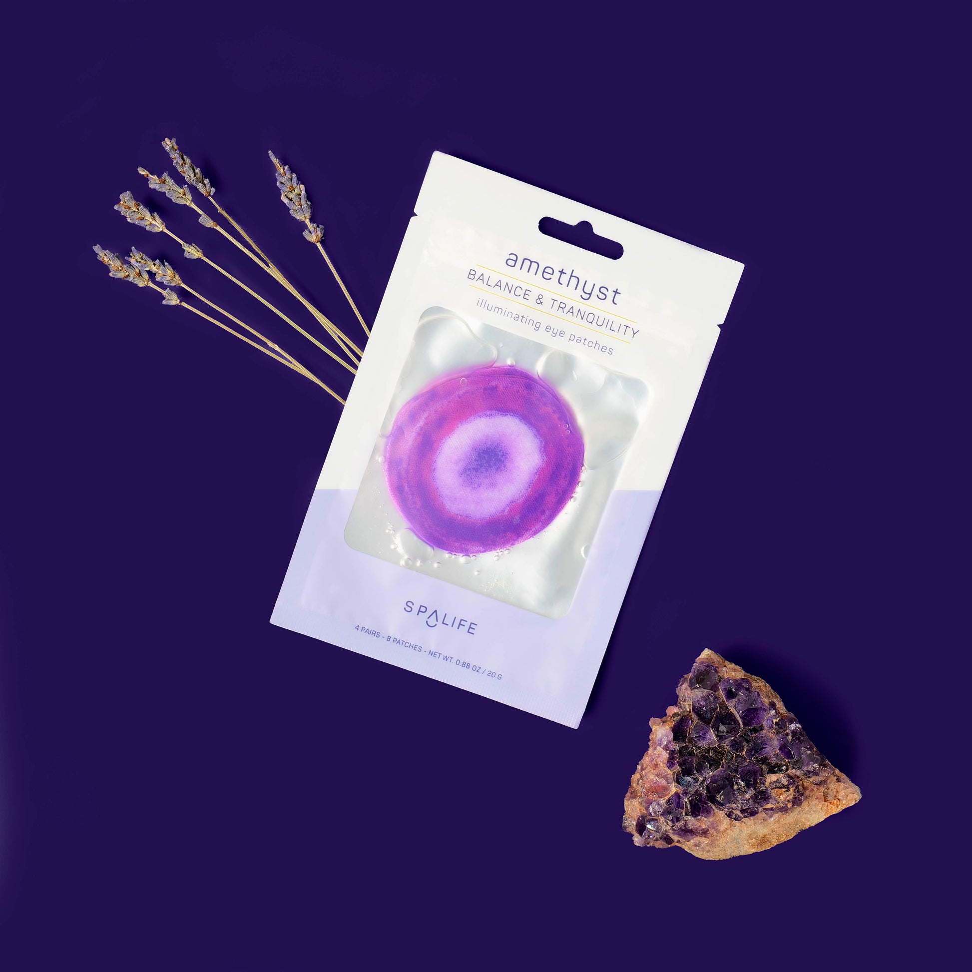 Amethyst Inspired Illuminating Eye Patches - 4 Pairs, hydrating gel for dark circles, luxury skincare