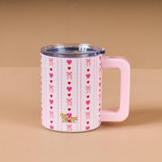 14 oz Insulated Mug-Oh So Lovely in pastel pink, stainless steel, leak-proof, perfect for coffee lovers