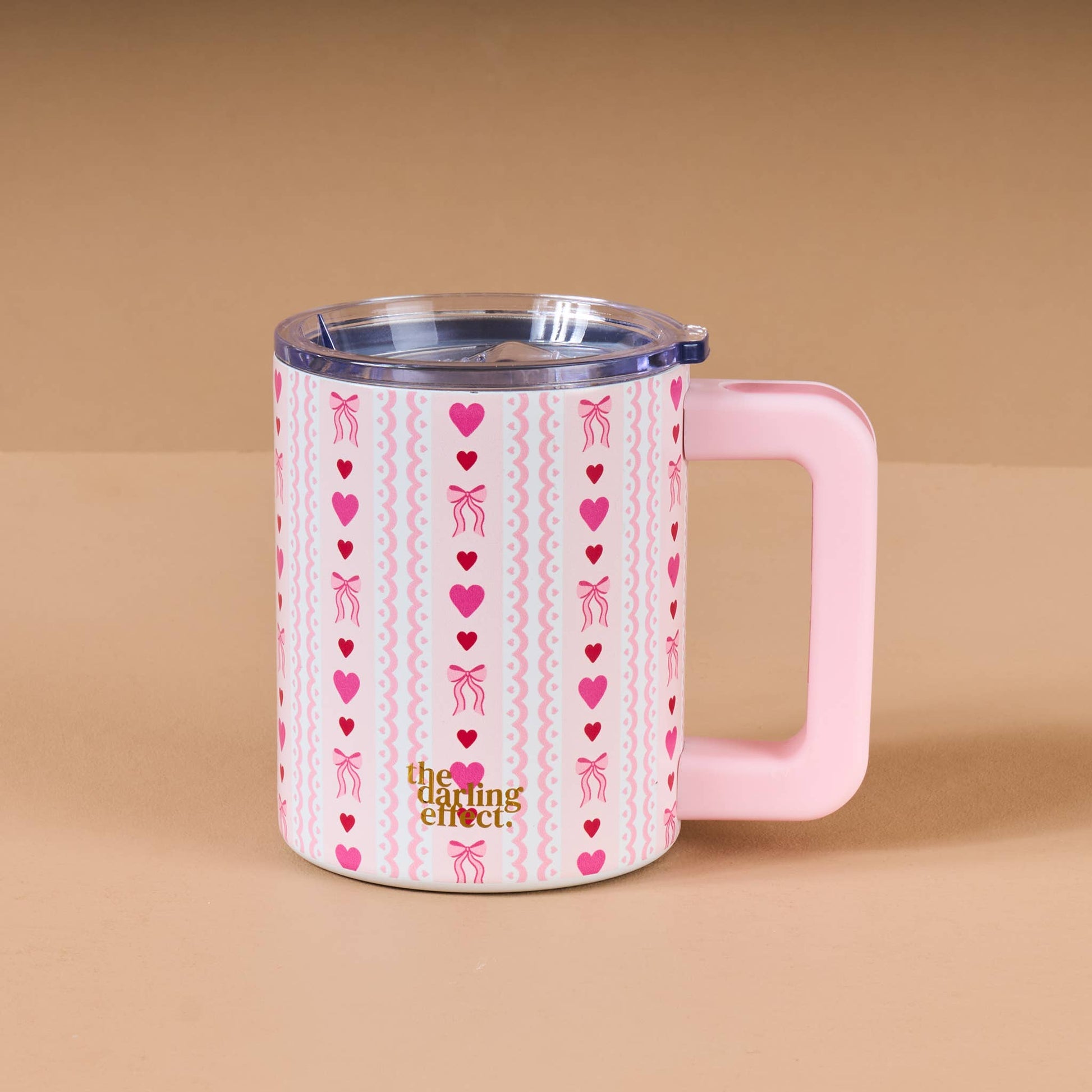 14 oz Insulated Mug-Oh So Lovely in pastel pink, stainless steel, leak-proof, perfect for coffee lovers