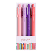 Book Lover Pen Set with vintage-inspired designs, perfect gift for readers, black ink, pack of 5