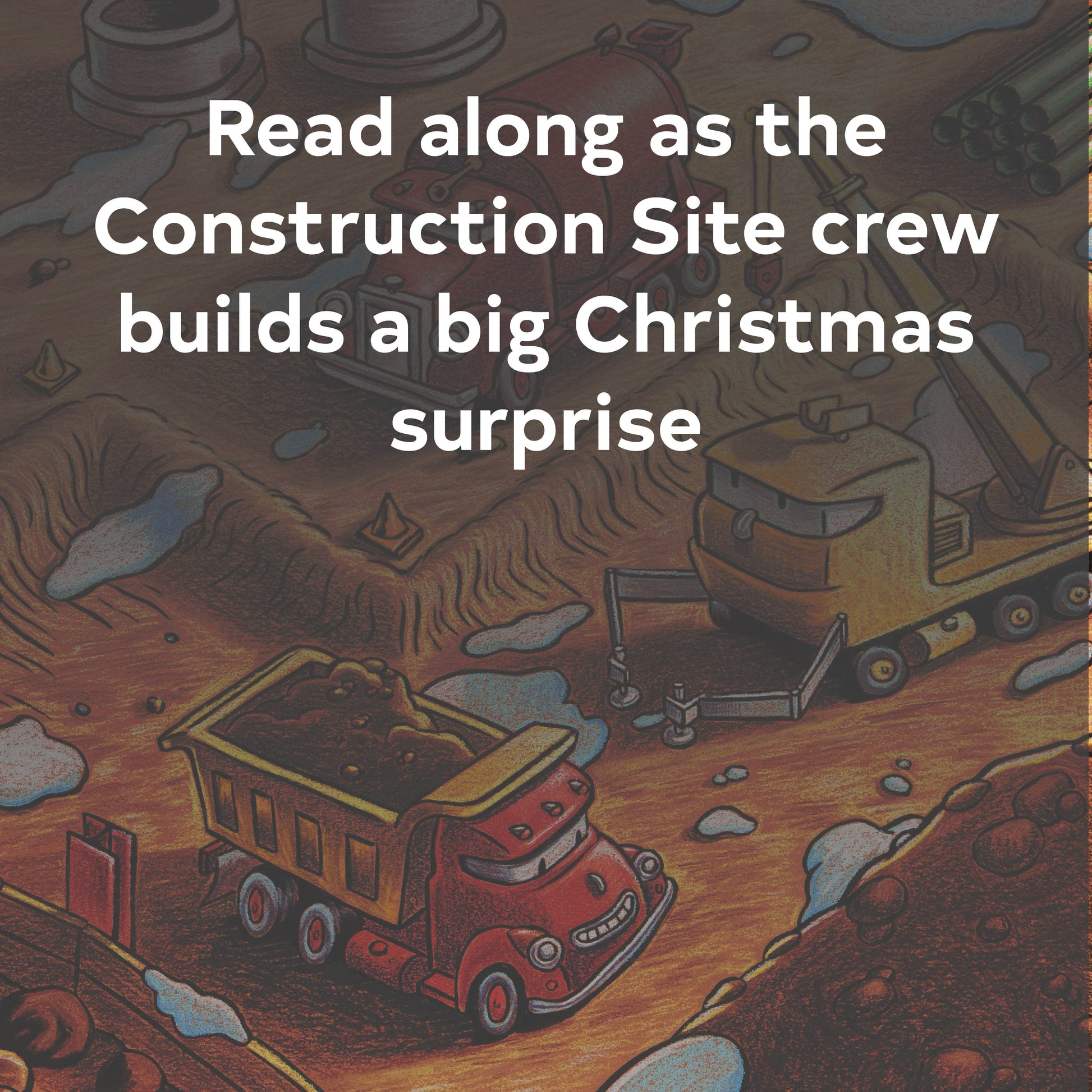 Construction Site on Christmas Night book, colorful children's storybook, holiday-themed hardcover