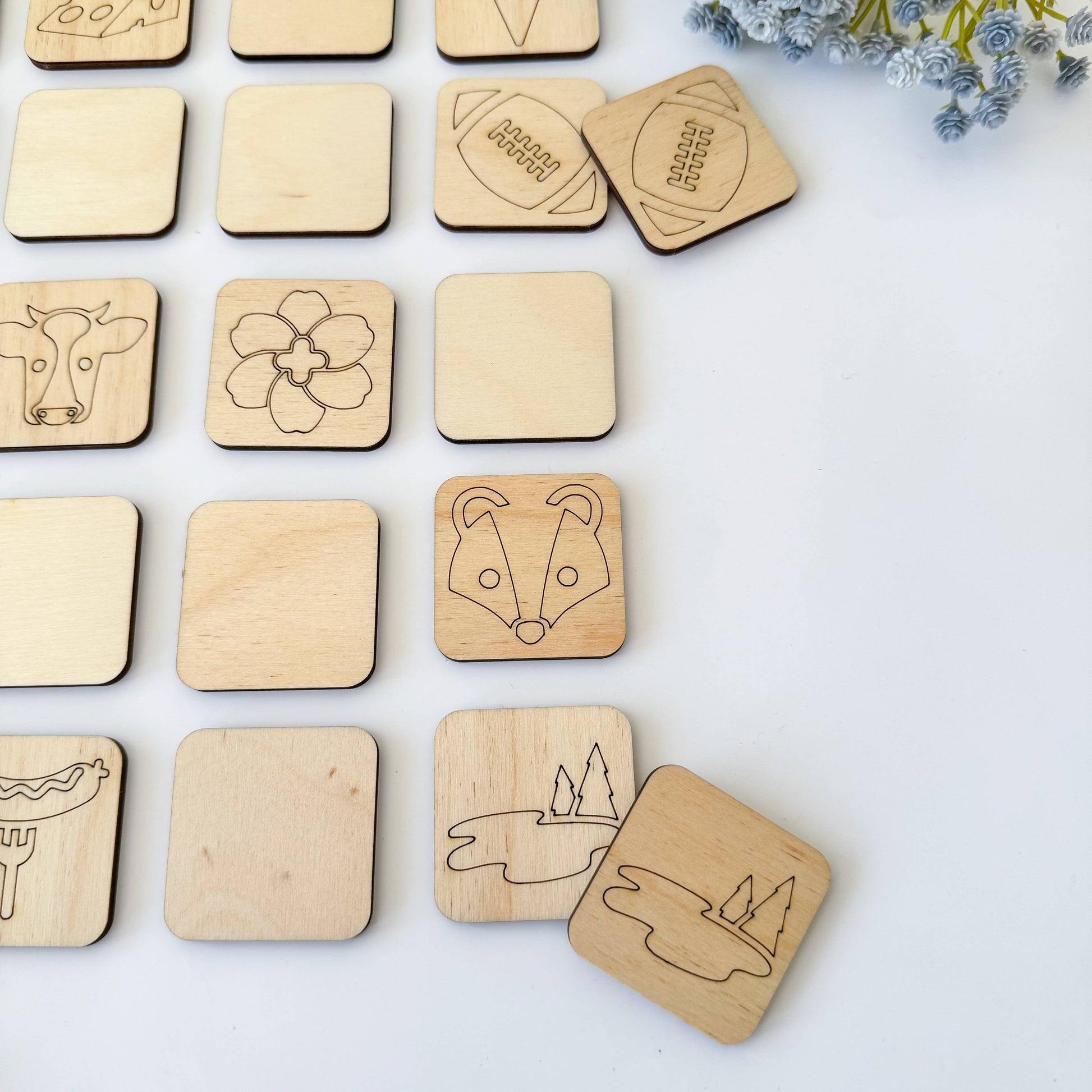 Wooden State Memory Matching Game, Brainteaser: Texas edition with handcrafted pieces, educational family fun
