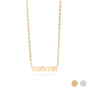 18K Gold PVD Stainless Steel Mama Charm Necklace: Gold