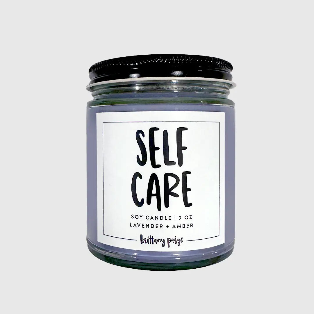 Aromatherapy Self Care Candle with Lavender Scent, Hand-Poured Soy Wax, 8oz for Relaxation and Stress Relief