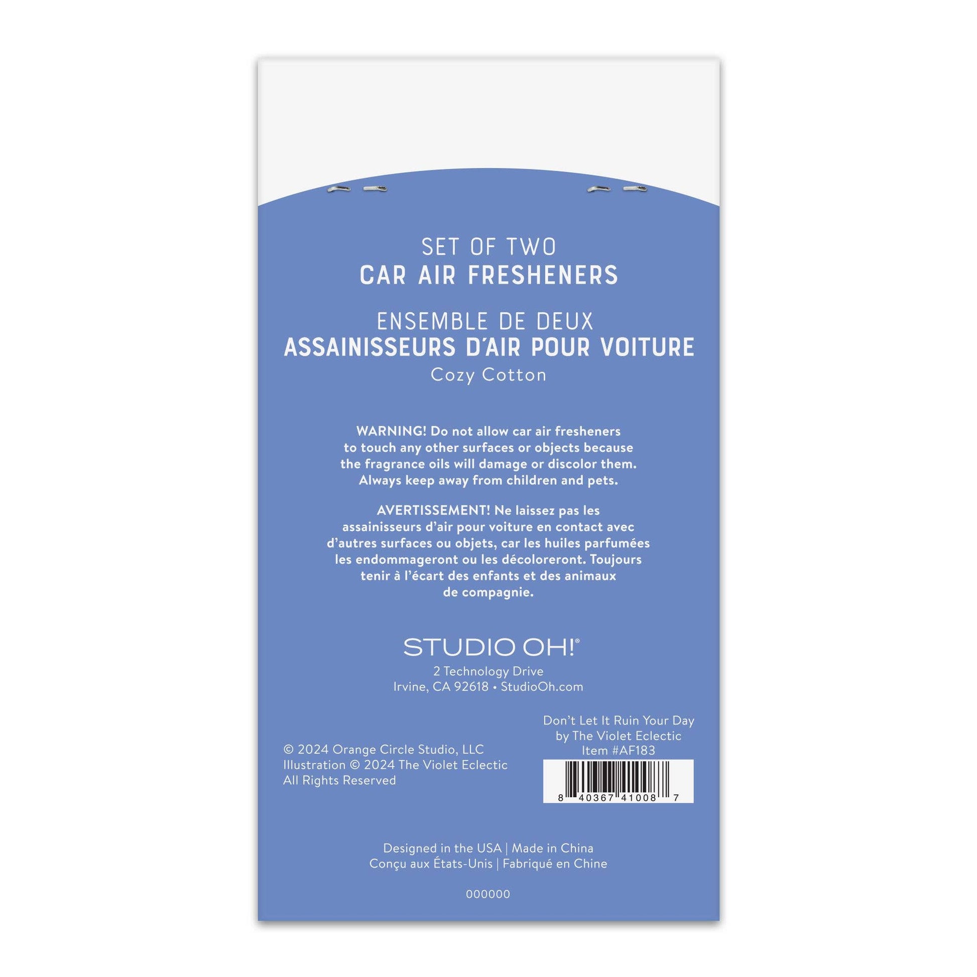Don't Let It Ruin Your Day Car Air Freshener - vent clip, bold logo, long-lasting citrus scent.