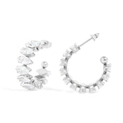 18K Gold PVD Stainless Steel Marquis CZ Stone Hoop Earrings: Stainless