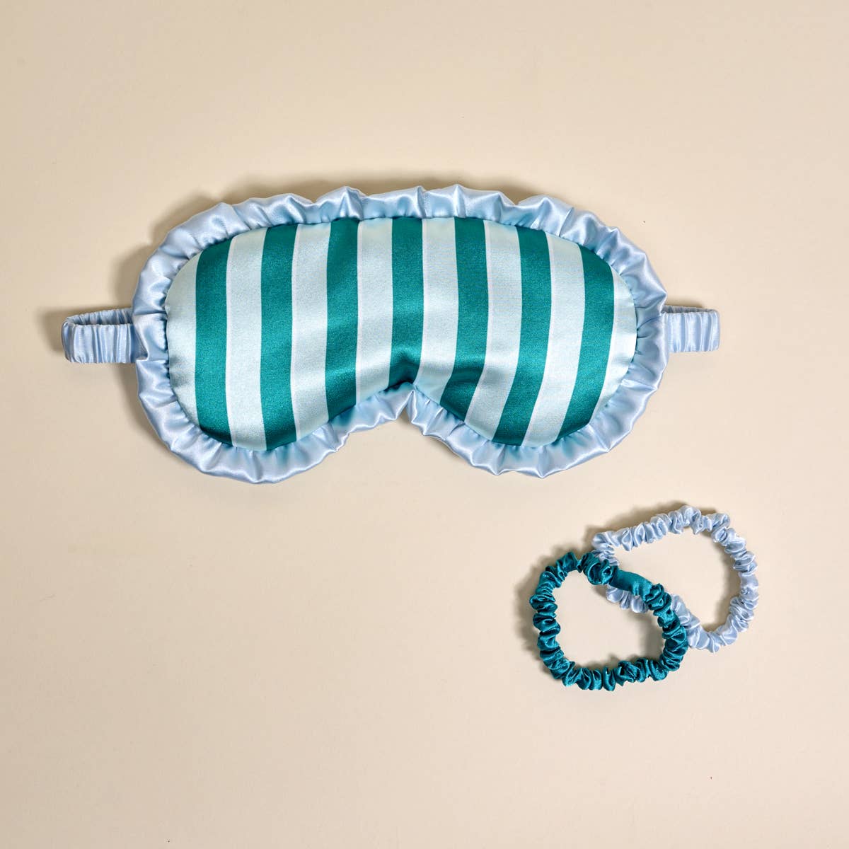 Beauty Sleep Mask–Sicily Stripes Teal - Paper & Vine Book Bar
