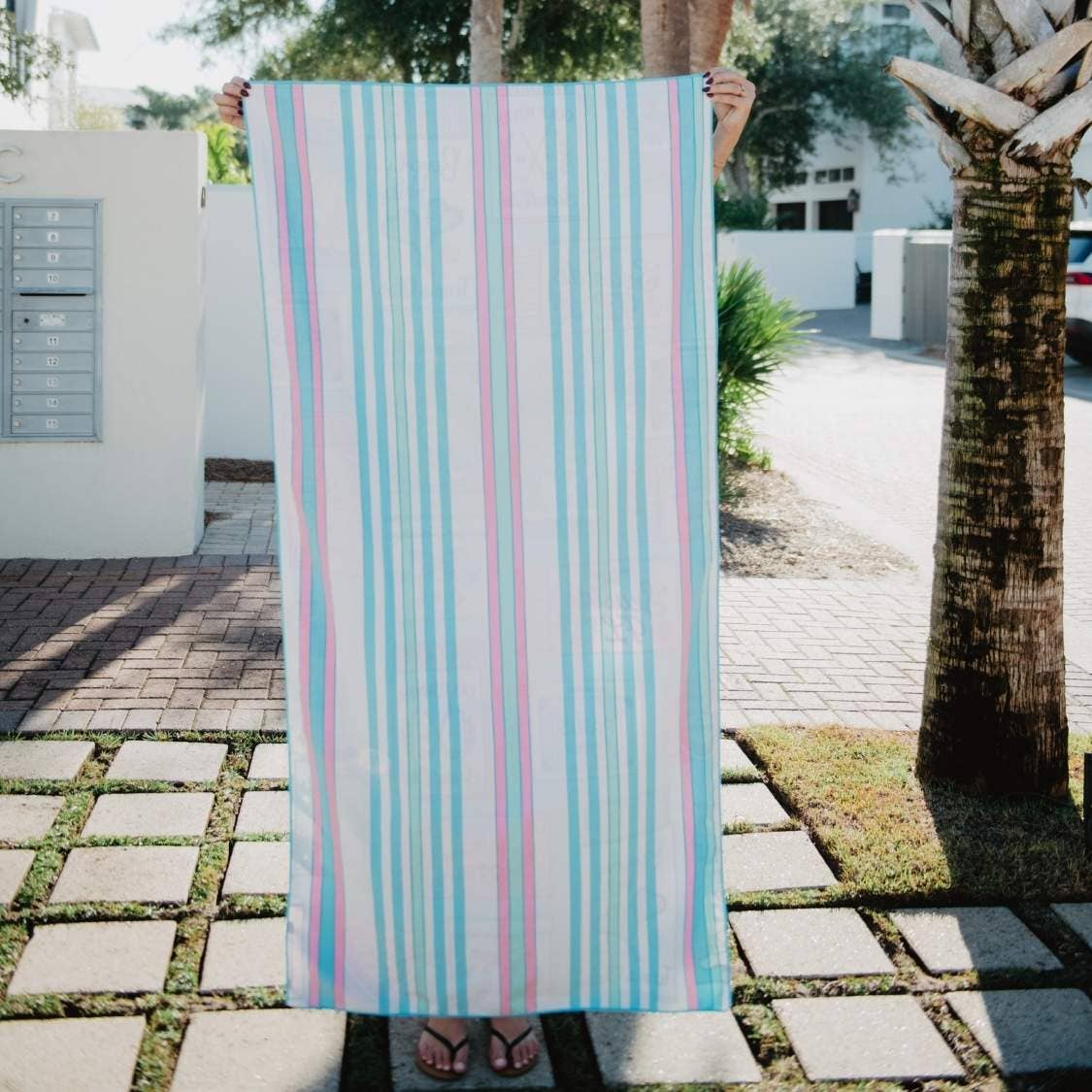 Traveling Matchbook Reversible Beach Towel: Light Blue - Paper & Vine Book Bar