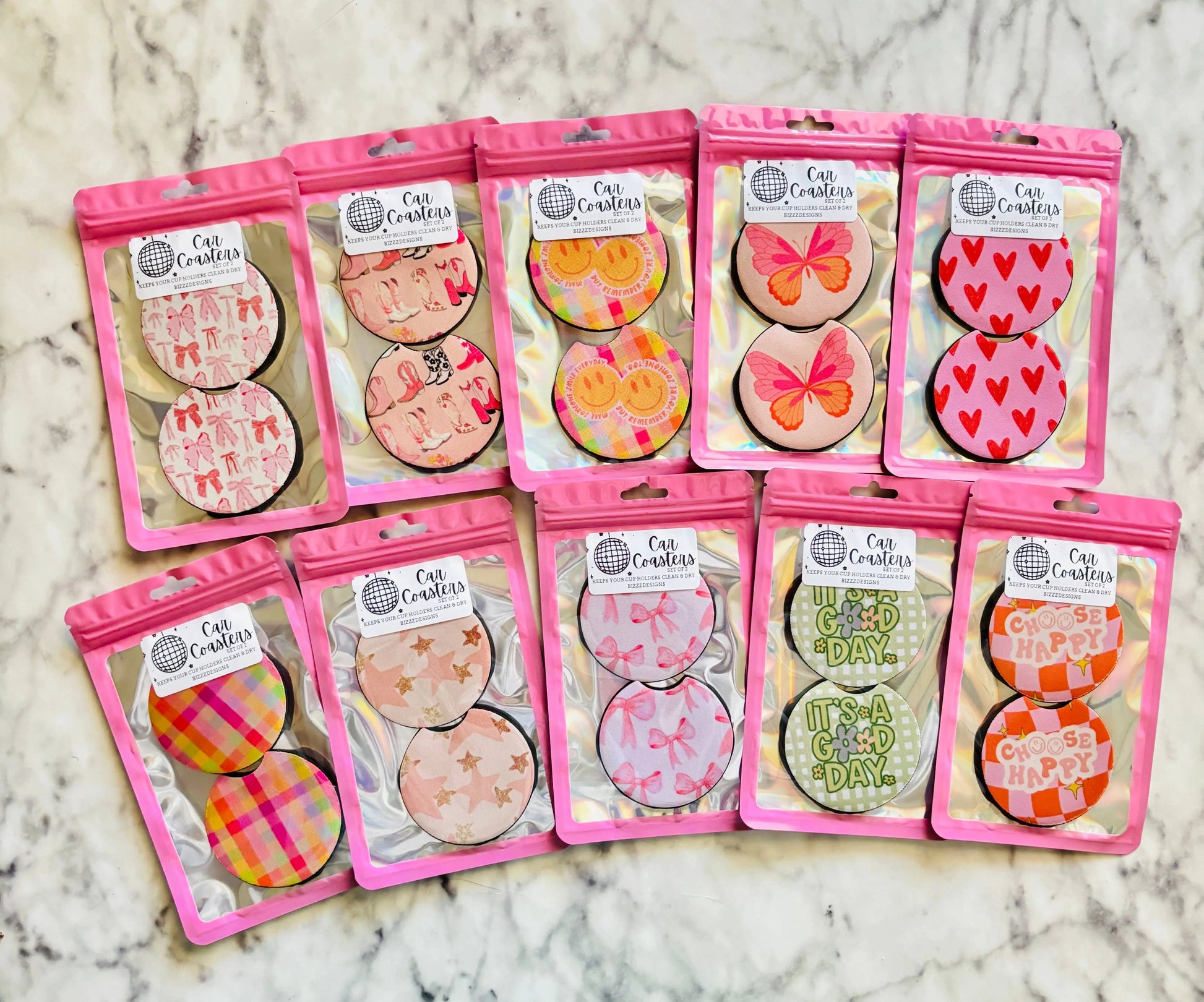 Felt Car Coasters - absorbent, non-slip felt cup holders, set of 4 for car interior protection