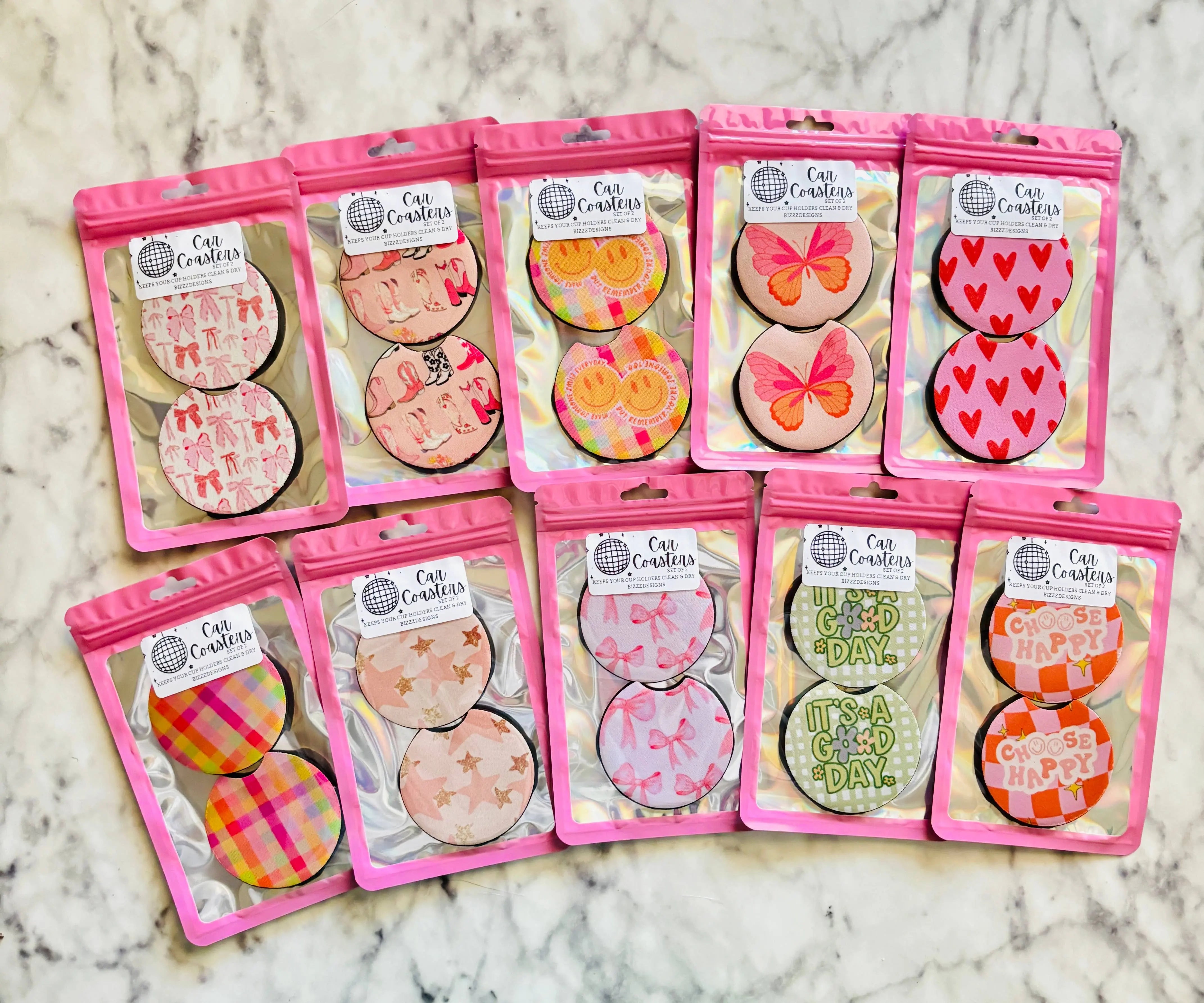 Felt Car Coasters - absorbent, non-slip felt cup holders, set of 4 for car interior protection