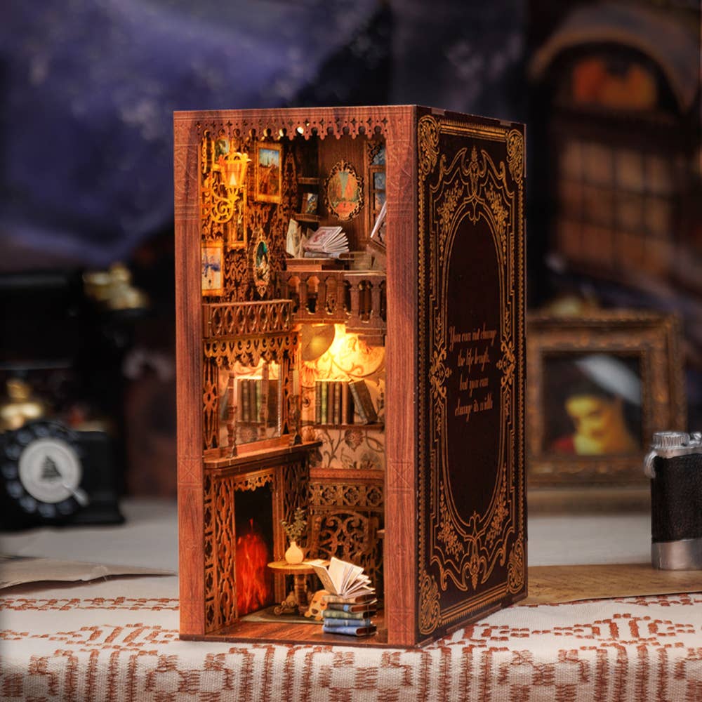 DIY Book Nook Kit: Eternal Bookstore with Dust Cover, miniature wooden model, intricate design, perfect gift for crafters ...