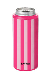 Pink and Hot Pink Striped Slim Can Cooler: Pink and Hot Pink Katydid