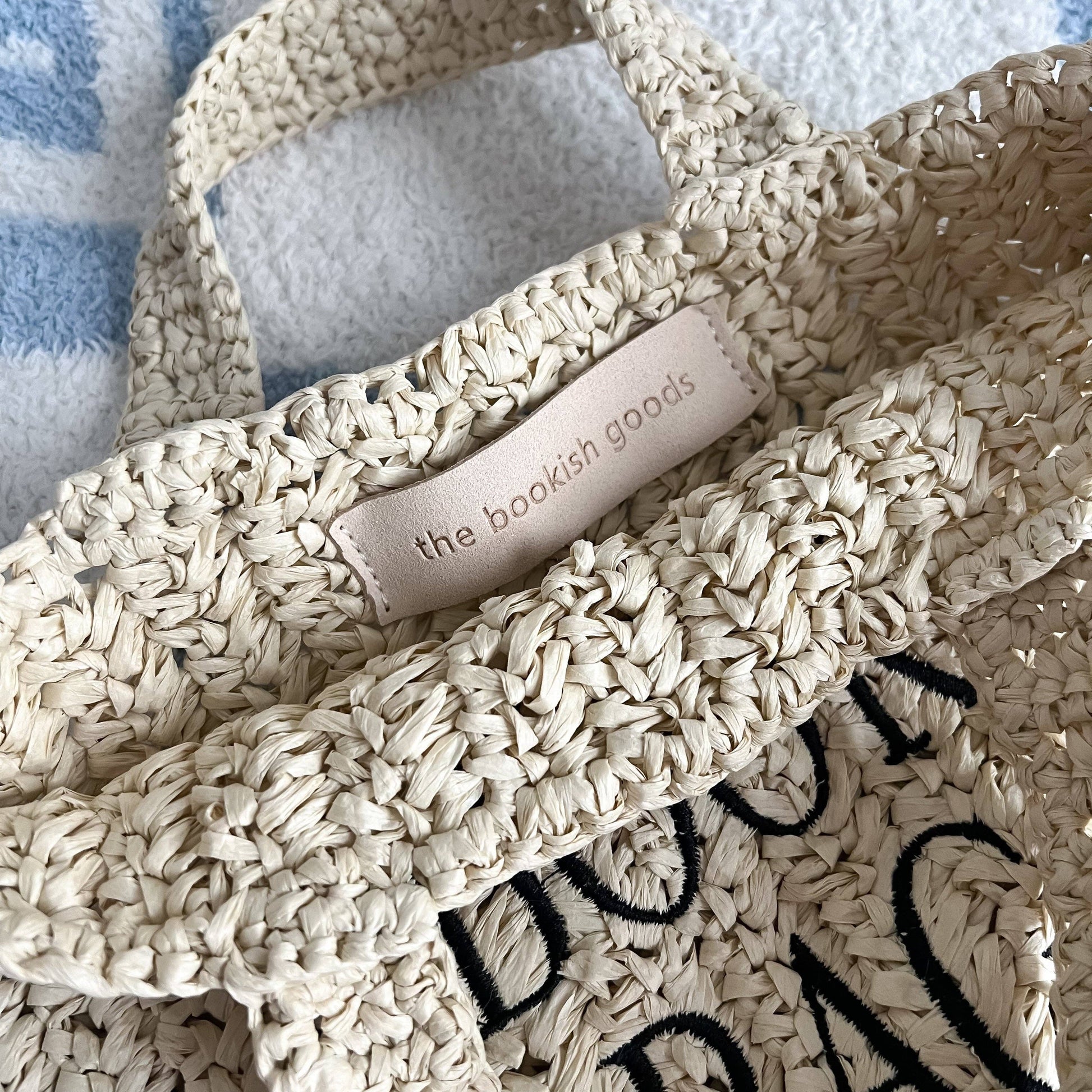 Straw Book Bag: Stripe/Full Size - Paper & Vine Book Bar