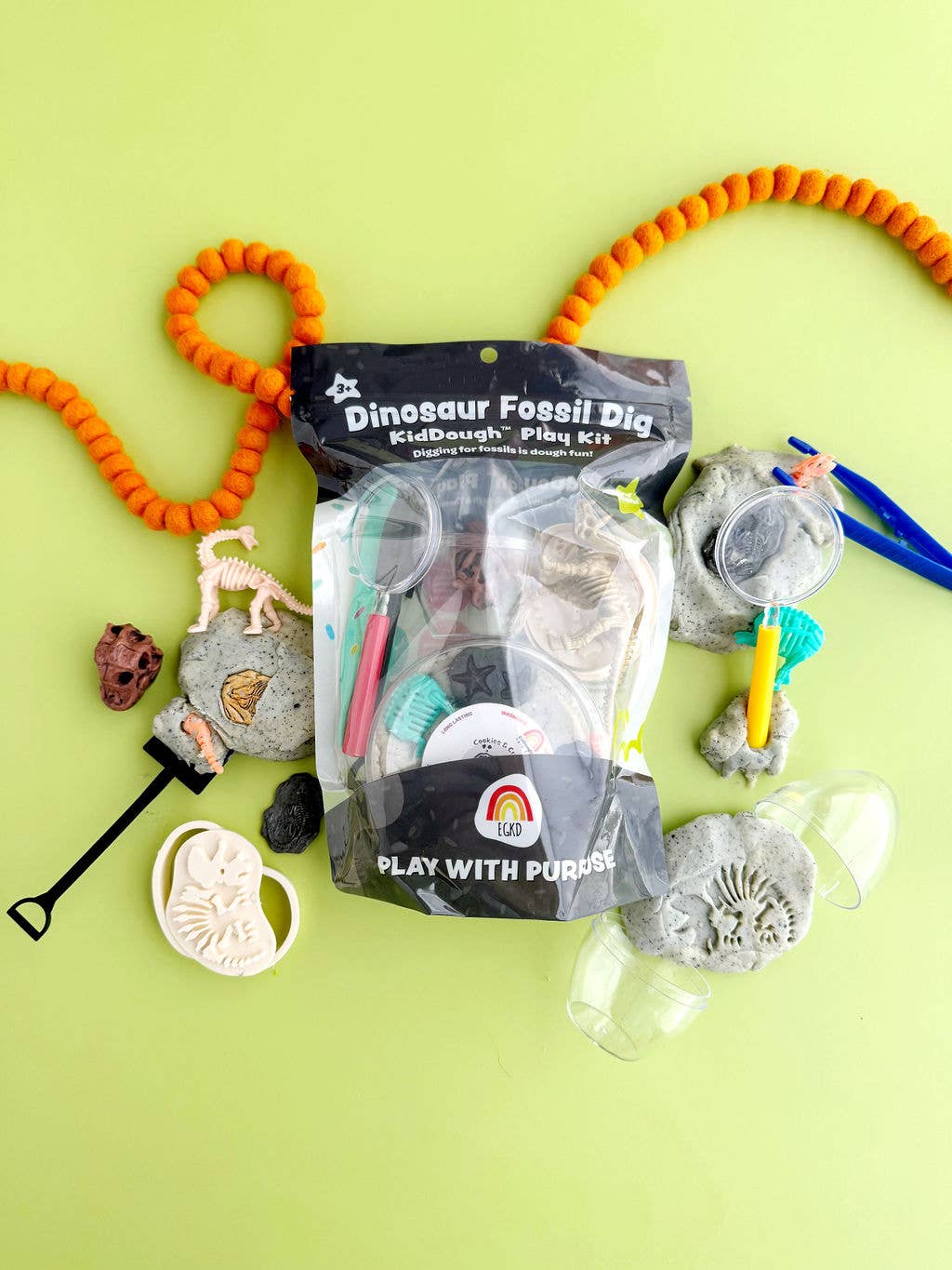Dinosaur Fossil Dig KidDough Play Kit with realistic clay & tools for kids' archaeological adventures, educational gift