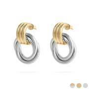 Double Round Stud Earring: Mixed Metal