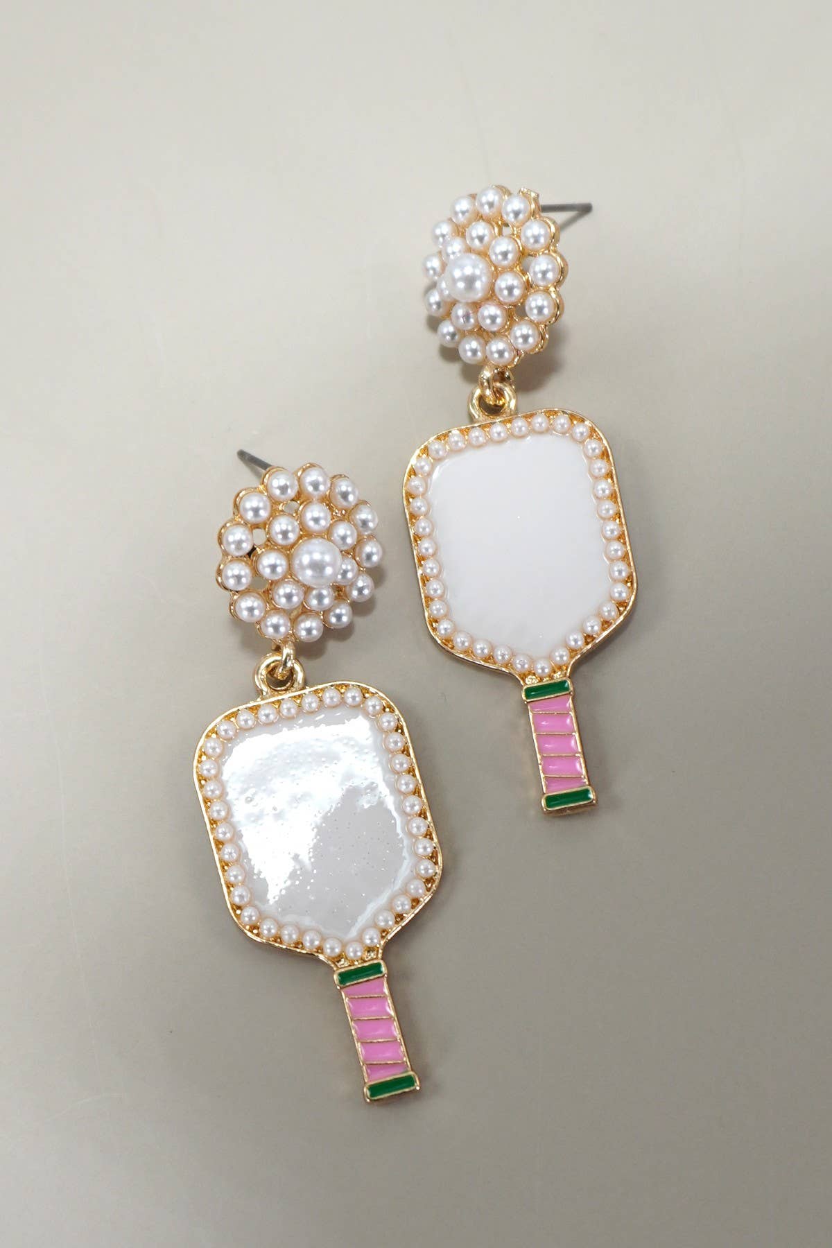 White Pickleball Dangle Earring