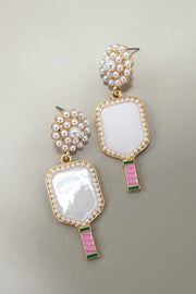 White Pickleball Dangle Earring